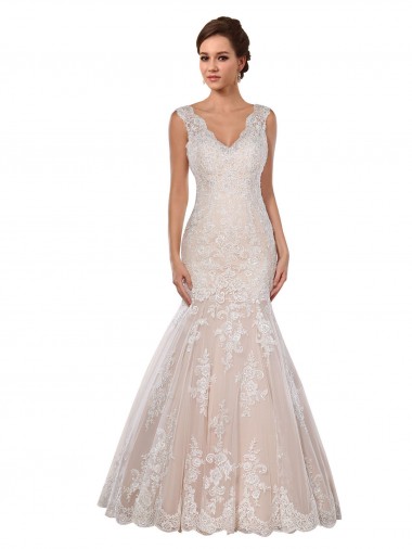 Sleeveless V-Neck Lace Mermaid Modern Wedding Dress Brighton