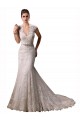 Cap Sleeves Halter Neck Lace Mermaid Wedding Dresses Brighton