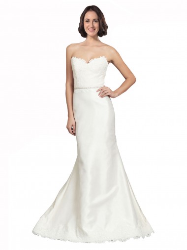 Sleeveless Sweetheart Satin & Lace Trumpet Bridal Dress Brighton