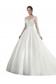 Long Sleeves Illusion Neck Satin & Lace A-Line Wedding Dress Brighton