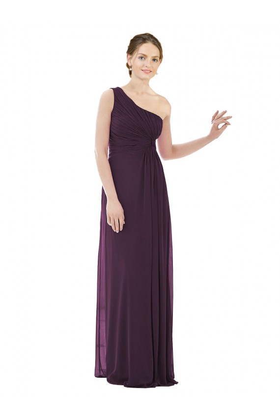 Sleeveless Grape One Shoulder Soft Chiffon A-Line Evening Dress / Bridesmaid Dress Brighton