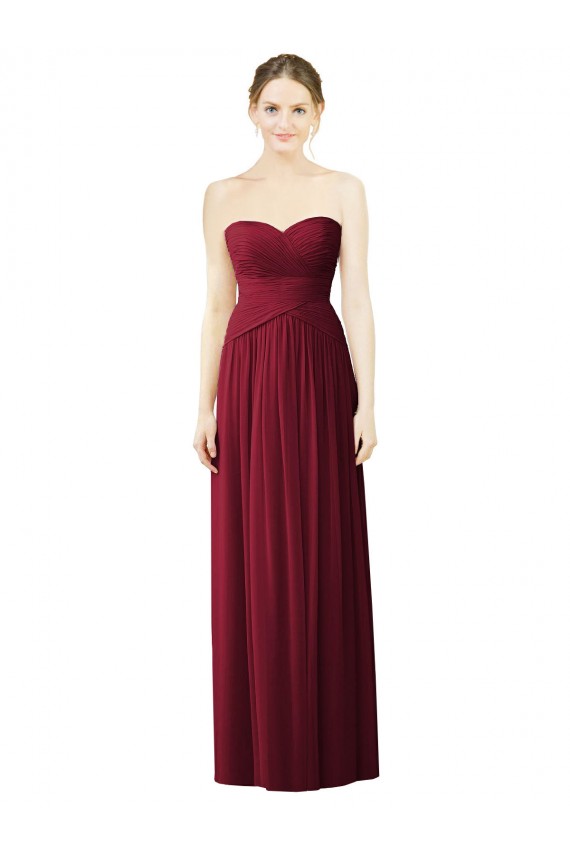 Sleeveless Burgundy Sweetheart Soft Chiffon A-Line Evening Dress / Bridesmaid Dress Brighton