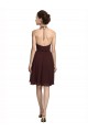 Sleeveless Burgundy Gold Spaghetti Straps Soft Chiffon A-Line Bridesmaid Dress Brighton