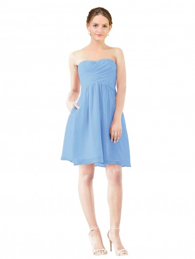 Sleeveless Periwinkle Sweetheart Open Back Soft Chiffon A-Line Bridesmaid Dress Brighton