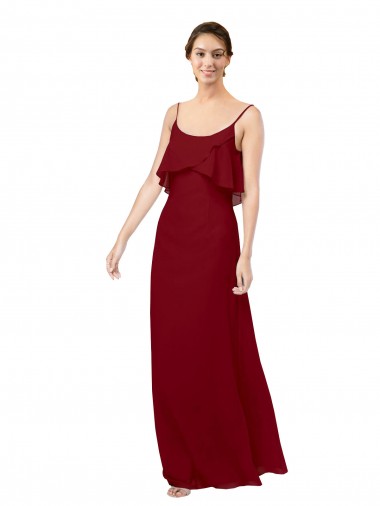 Sleeveless Scoop Neck V-Back Soft Chiffon Sheath Bridesmaid Dress Brighton