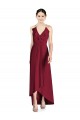 Sleeveless Burgundy Spaghetti Straps Open Back Soft Chiffon A-Line High Low Bridesmaid Dress Brighton