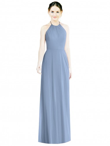 Sleeveless Halter Neck Low Back Chiffon A-Line Bridesmaid Dress Brighton