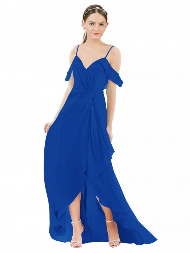 Cold Shoulder V-Neck Soft Chiffon A-Line High Low Bridesmaid Dress Brighton