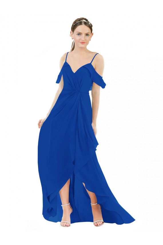 Cold Shoulder V-Neck Soft Chiffon A-Line High Low Bridesmaid Dress Brighton