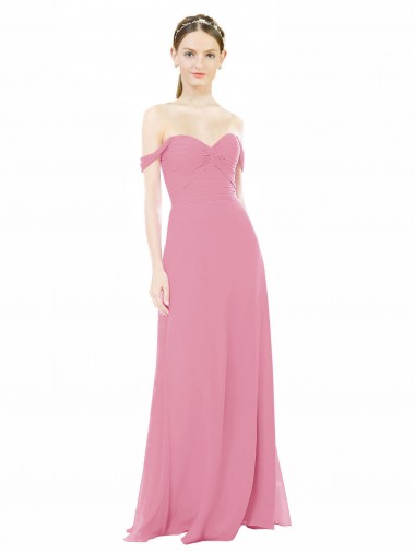 Cap Sleeves Off the Shoulder Soft Chiffon A-Line Formal Dress / Bridesmaid Dress Brighton