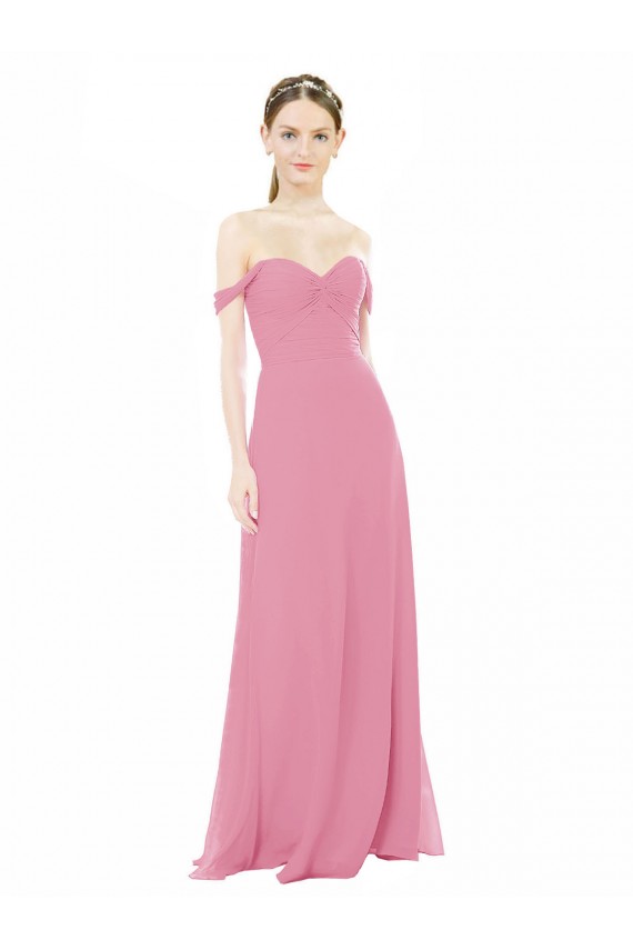 Cap Sleeves Off the Shoulder Soft Chiffon A-Line Formal Dress / Bridesmaid Dress Brighton