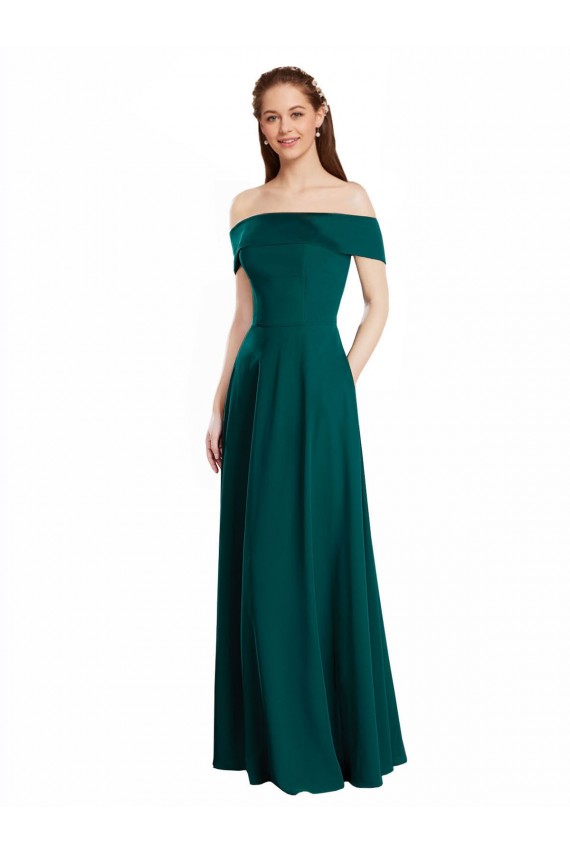 Cap Sleeves Off the Shoulder Soft Chiffon A-Line Bridesmaid Dress Brighton