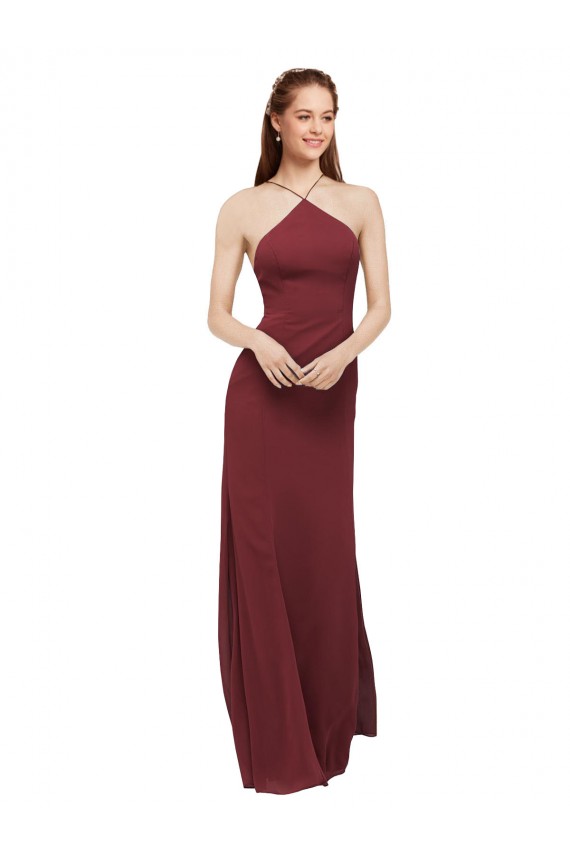 Sleeveless Halter Neck Open Back Soft Chiffon Sheath Formal Dress / Bridesmaid Dress Brighton