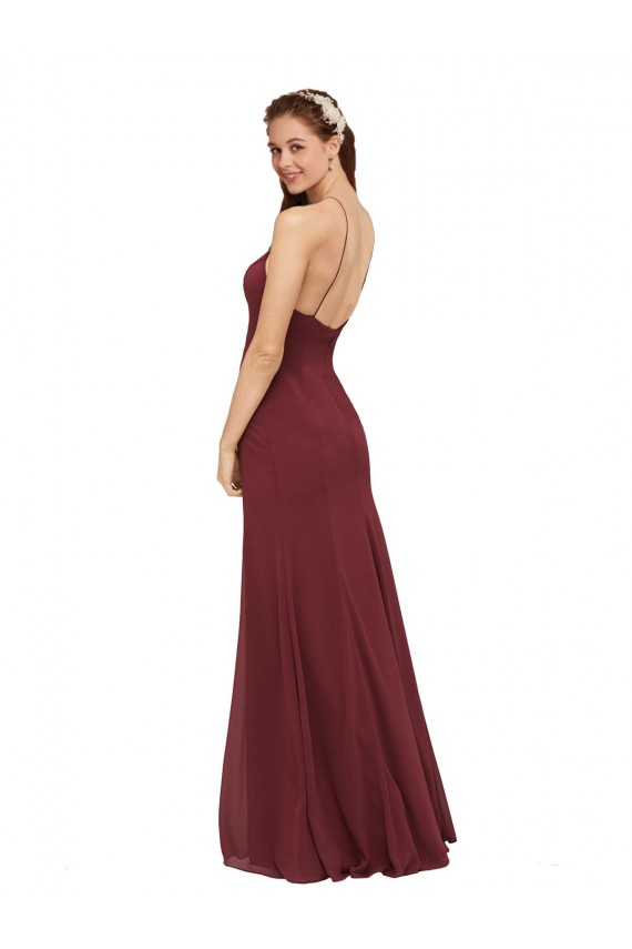 Sleeveless Halter Neck Open Back Soft Chiffon Sheath Formal Dress / Bridesmaid Dress Brighton