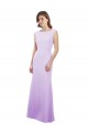 Cap Sleeves Round Neck Open Back Soft Chiffon Column Bridesmaid Dress Brighton