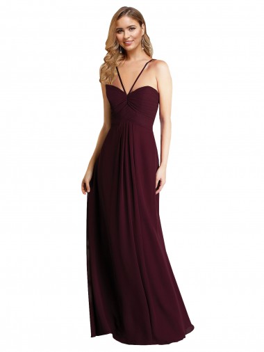 Sleeveless Spaghetti Straps Open Back Chiffon A-Line Wedding Party Dress Brighton