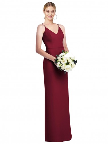 Sleeveless Burgundy V-Neck Soft Chiffon A-Line Formal Dress / Bridesmaid Dress Brighton