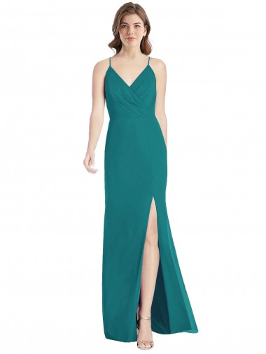 Sleeveless Spaghetti Straps Criss Cross Back Soft Chiffon Mermaid Bridesmaid Dress Brighton