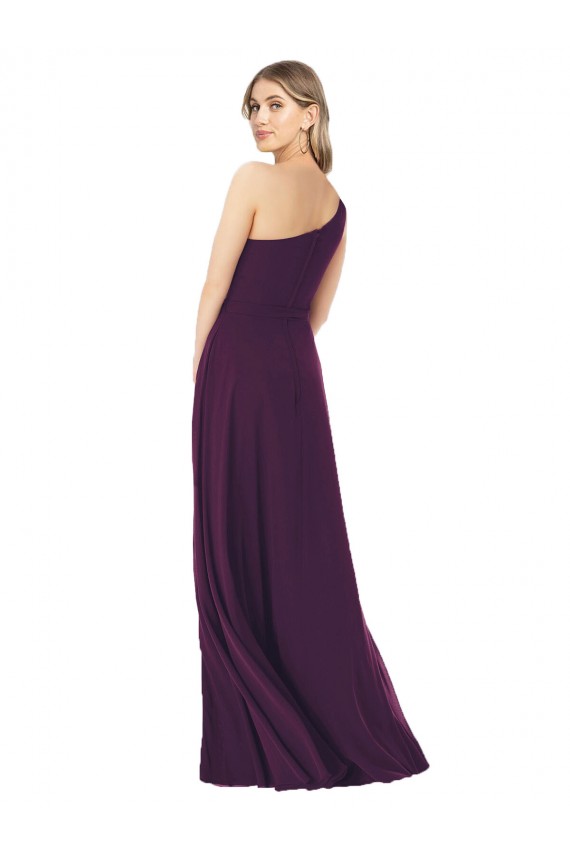 Sleeveless Grape One Shoulder Soft Chiffon A-Line Formal Dress / Bridesmaid Dress Brighton