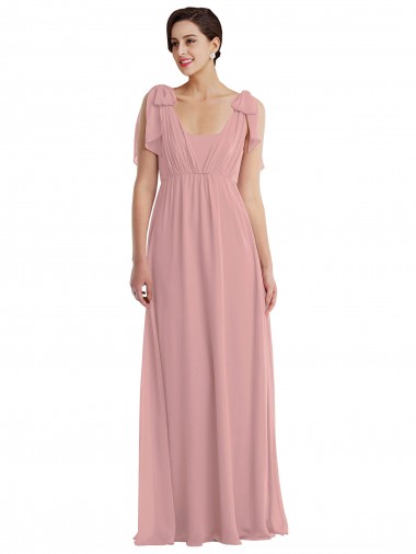 Sleeveless Dusty Pink Halter Neck Soft Chiffon A-Line Semi Formal Evening Dress / Bridesmaid Dress Brighton