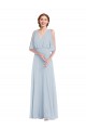 Half Sleeves V-Neck Soft Chiffon A-Line Evening Gown / Bridesmaid Dress Brighton