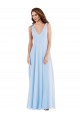 Sleeveless Light Sky Blue V-Neck Soft Chiffon A-Line Semi Formal Evening Dress / Bridesmaid Dress Brighton