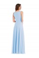 Sleeveless Light Sky Blue V-Neck Soft Chiffon A-Line Semi Formal Evening Dress / Bridesmaid Dress Brighton