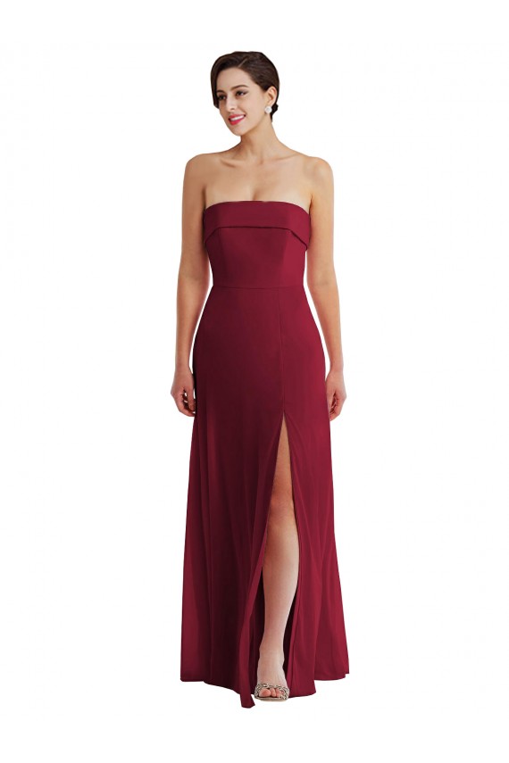 Sleeveless Strapless Low Back Soft Chiffon A-Line Formal Evening Gown / Bridesmaid Dress Brighton