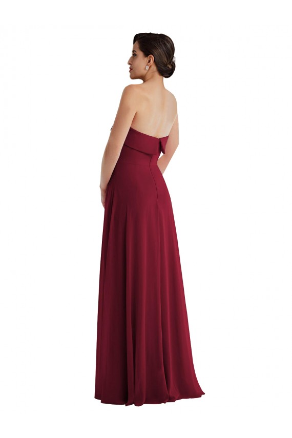 Sleeveless Strapless Low Back Soft Chiffon A-Line Formal Evening Gown / Bridesmaid Dress Brighton