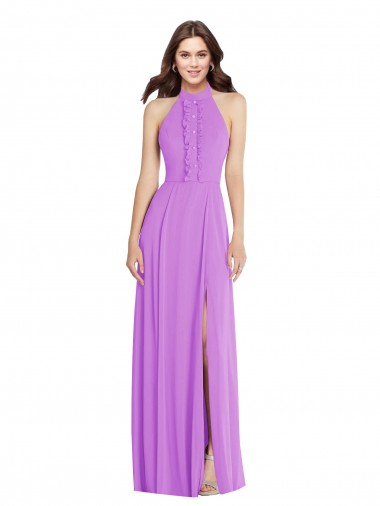 Sleeveless Halter Neck Backless Soft Chiffon A-Line Formal Evening Gown / Bridesmaid Dress Brighton