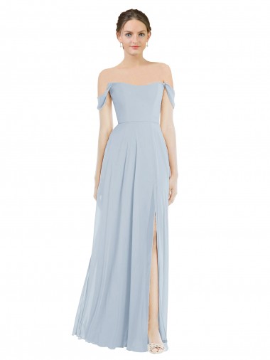 Flounce Sleeves Off the Shoulder Soft Chiffon A-Line Semi Formal Evening Dress / Bridesmaid Dress Brighton