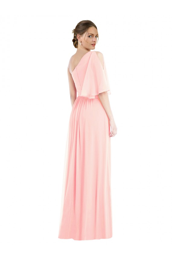 Bell Sleeves One Shoulder Soft Chiffon A-Line Semi Formal Evening Dress / Bridesmaid Dress Brighton