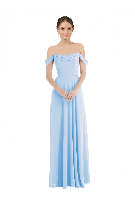 Sleeveless Off the Shoulder Soft Chiffon A-Line Formal Evening Gown / Bridesmaid Dress Brighton