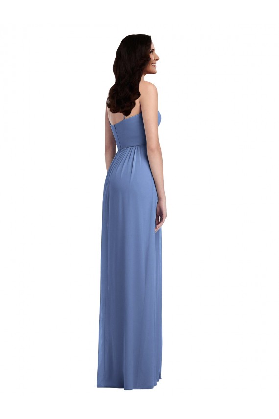 Sleeveless Windsor Blue Spaghetti Straps Low Back Soft Chiffon A-Line Semi Formal Evening Dress / Bridesmaid Dress Brighton