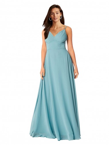 Sleeveless Turquoise V-Neck Soft Chiffon A-Line Bridesmaid Dress Brighton