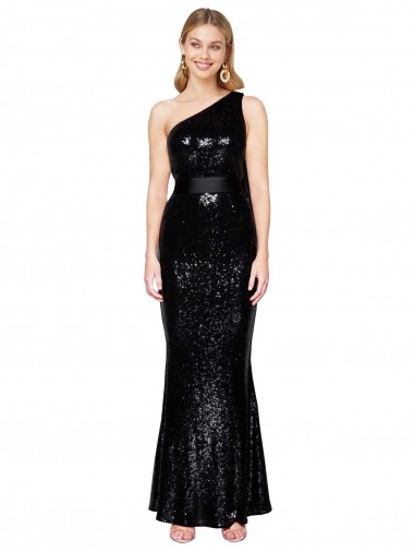 Sleeveless One Shoulder Sequin Mermaid Formal Evening Gown / Prom Dress / Bridesmaid Dress Brighton