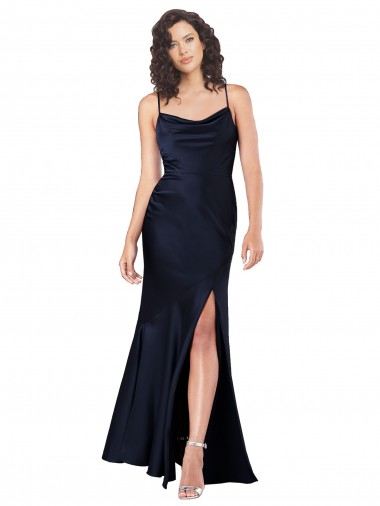 Sleeveless Cowl Neck Silk like Satin A-Line Black Tie Evening Gown / Prom Dress / Bridesmaid Dress Brighton