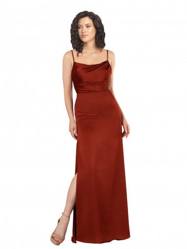 Sleeveless Red Spaghetti Straps Low Back Silk like Satin A-Line Formal Evening Gown / Prom Dress / Bridesmaid Dress Brighton