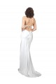 Sleeveless Cowl Neck Criss Cross Open Back Silk like Satin Sheath Beach Wedding Dresses Brighton