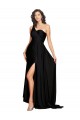 Sleeveless Black One Shoulder Silk like Satin A-Line Black Tie Evening Gown / Prom Dress / Bridesmaid Dress Brighton