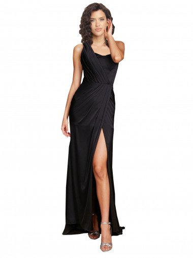 Sleeveless One Shoulder Silk like Satin A-Line Evening Dress / Bridesmaid Dress Brighton