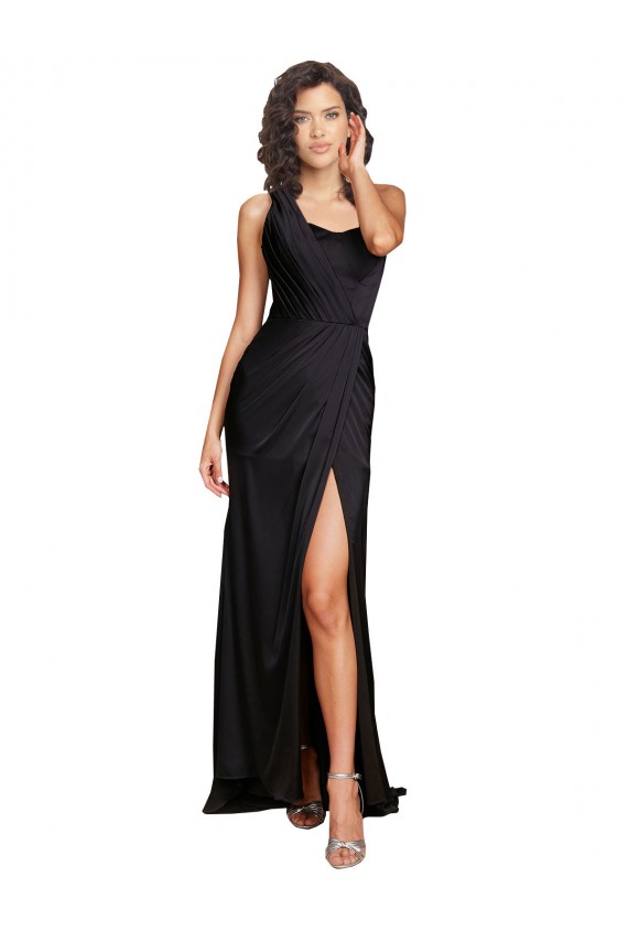 Sleeveless One Shoulder Silk like Satin A-Line Evening Dress / Bridesmaid Dress Brighton