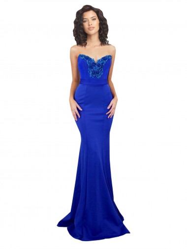 Sleeveless Royal Blue Sweetheart Low Back Stretch Crepe Mermaid Formal Evening Gown / Prom Dress / Bridesmaid Dress Brighton