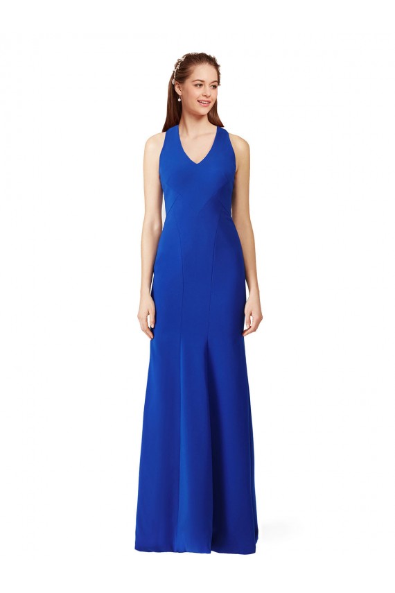 Sleeveless Royal Blue V-Neck Stretch Crepe Mermaid Formal Evening Gown / Prom Dress / Bridesmaid Dress Brighton