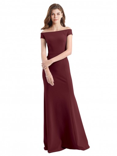 Sleeveless Off the Shoulder Stretch Crepe Sheath Prom Dress / Bridesmaid Dress Brighton