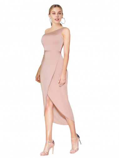 Sleeveless Mauve One Shoulder Stretch Crepe Mermaid Formal Dress / Bridesmaid Dress Brighton