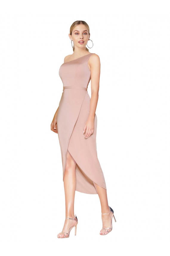 Sleeveless Mauve One Shoulder Stretch Crepe Mermaid Formal Dress / Bridesmaid Dress Brighton