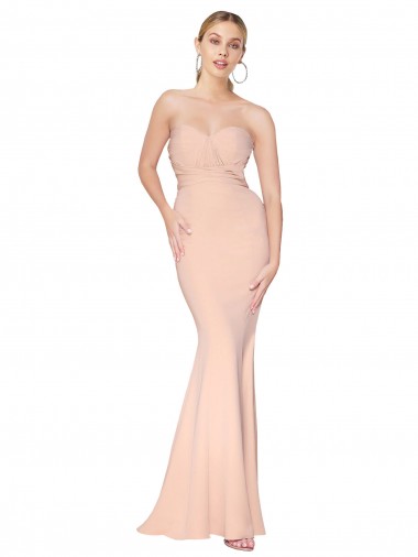 Sleeveless Nude Sweetheart Stretch Crepe Mermaid Formal Dress / Bridesmaid Dress Brighton