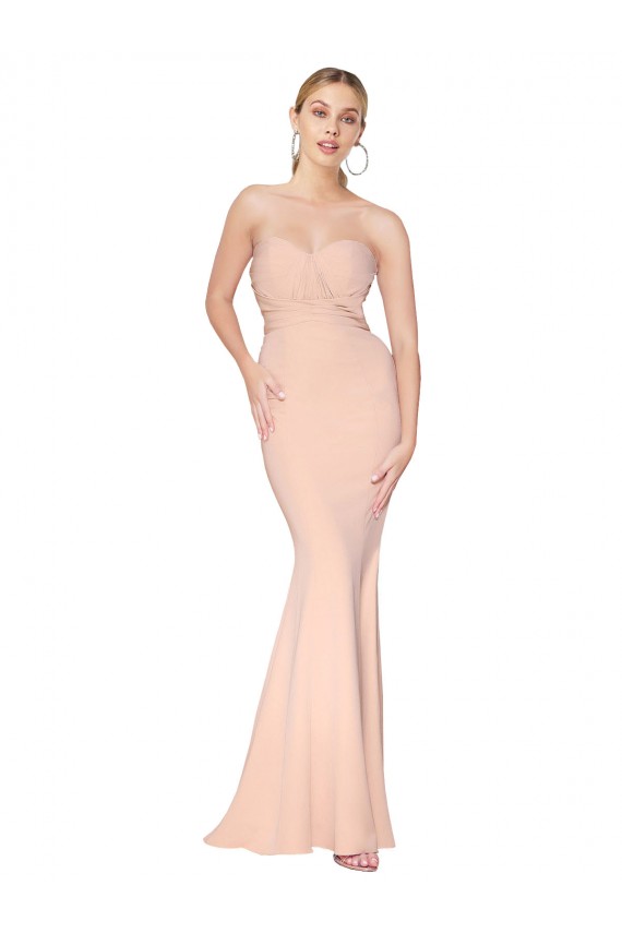 Sleeveless Nude Sweetheart Stretch Crepe Mermaid Formal Dress / Bridesmaid Dress Brighton