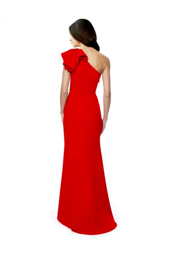 Sleeveless Red One Shoulder Stretch Crepe Mermaid Formal Dress / Bridesmaid Dress Brighton